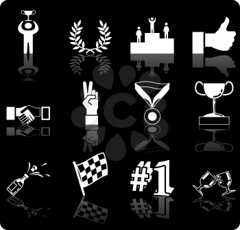 Royalty Free Clipart Image of Icons Relating to Victory and Success
