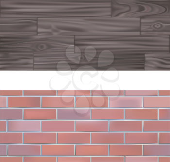 Royalty Free Clipart Image of Brick and Wood Textures