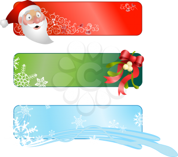 Royalty Free Clipart Image of Three Christmas Banners