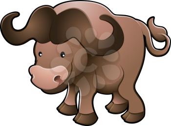 Royalty Free Clipart Image of an African Cape Buffalo