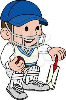 Royalty Free Clipart Image of a Male Cricket Player