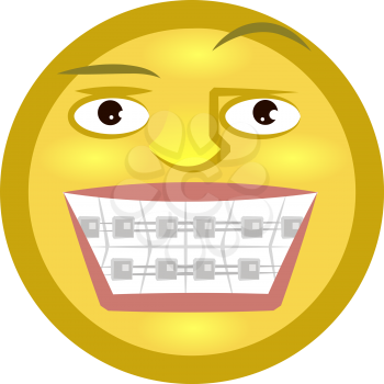 Royalty Free Clipart Image of a Smiley Face With Braces