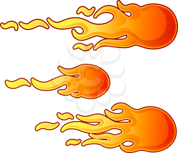 Royalty Free Clipart Image of Three Fire Balls