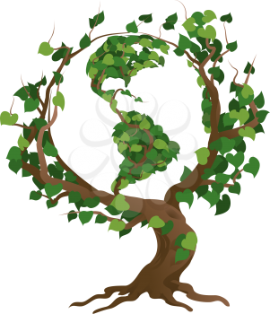 Royalty Free Clipart Image of a Globe in the Tree
