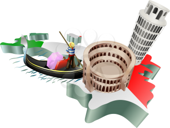 Royalty Free Clipart Image of Italian Tourist Attractions
