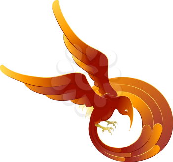 Royalty Free Clipart Image of a Vibrant Swirling Phoenix 