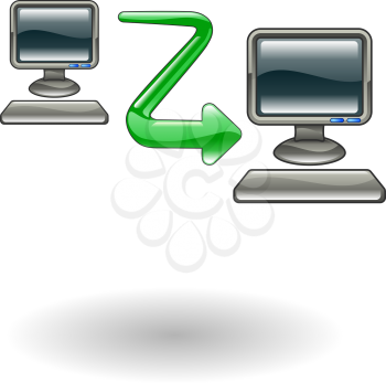 Royalty Free Clipart Image of a Connection of Two Computers