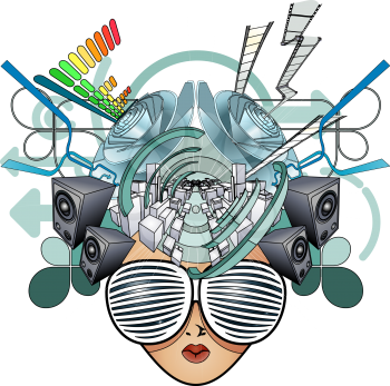 Royalty Free Clipart Image of an Abstract Media Face