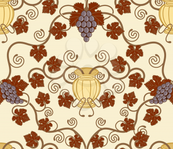 Royalty Free Clipart Image of a Grape Tile Background