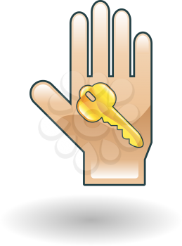 Royalty Free Clipart Image of a Hand and a Key
