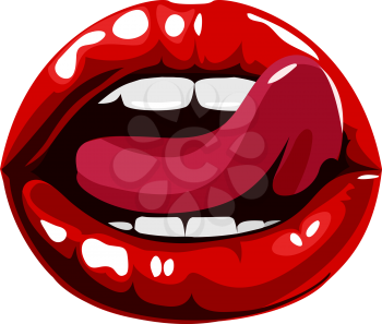 Royalty Free Clipart Image of a Woman Licking Her Lips