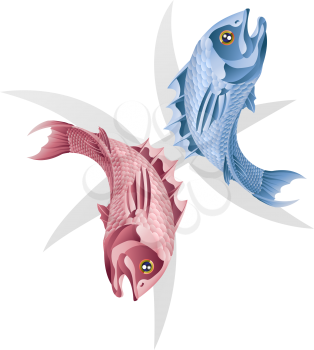 Royalty Free Clipart Image of a Pisces Design