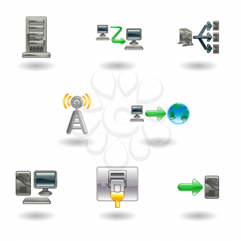 Royalty Free Clipart Image of a Set of Computer and Networking Icons