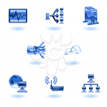 Royalty Free Clipart Image of Computer and Networking Icons 