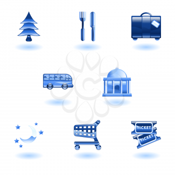 Royalty Free Clipart Image of Tourist Icons