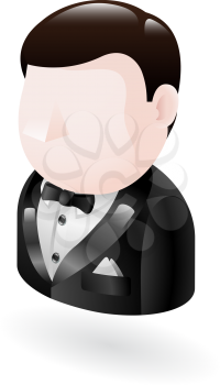 Royalty Free Clipart Image of a Spy in a Tuxedo