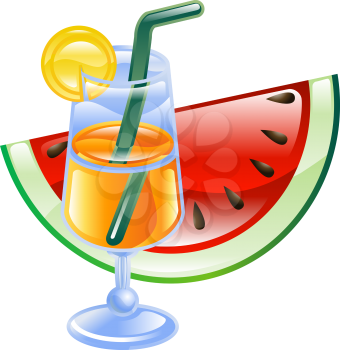 Royalty Free Clipart Image of a Cocktail and Watermelon 