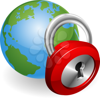 Royalty Free Clipart Image of a Lock and Globe Concept