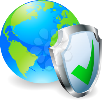 Royalty Free Clipart Image of a Shield Protecting Earth