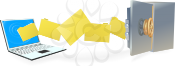 Royalty Free Clipart Image of a Laptop Uploading files