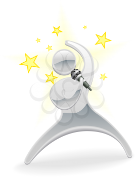 Royalty Free Clipart Image of a Cartoon Singer