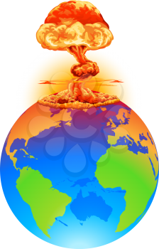 Royalty Free Clipart Image of an Explosion on Earth