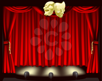 Royalty Free Clipart Image of a Theater Stage and Lights