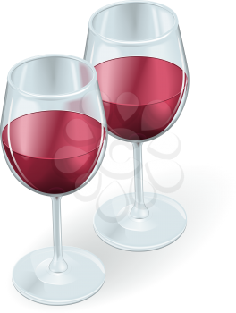 Royalty Free Clipart Image of Two Glasses of Wine