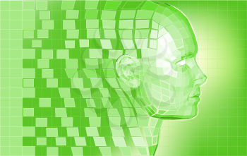 Royalty Free Clipart Image of a Futuristic Head 