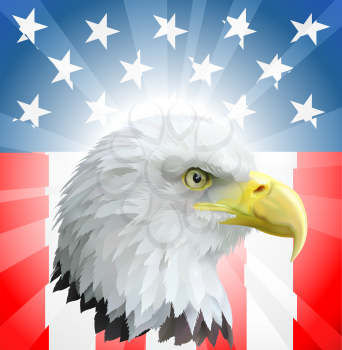 Royalty Free Clipart Image of an American Flag and Eagle Background