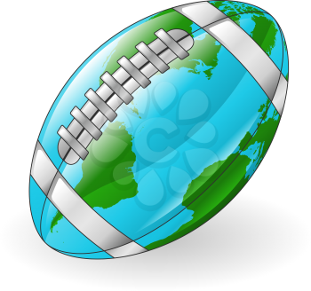 Royalty Free Clipart Image of a Globe Themed American Football