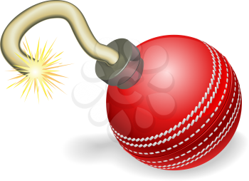 Royalty Free Clipart Image of a Cricket Cherry Bomb