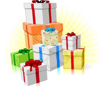 Royalty Free Clipart Image of a Pile of Presents