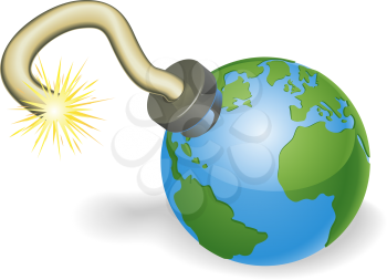 Royalty Free Clipart Image of an Earth Time Bomb 