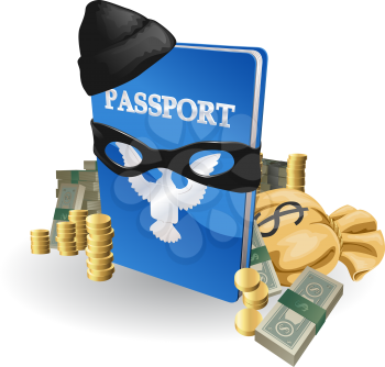Royalty Free Clipart Image of a Passport With Money