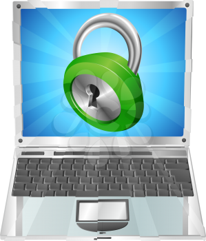 Royalty Free Clipart Image of a Lock on a Laptop