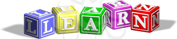 Royalty Free Clipart Image of Blocks Spelling Learn