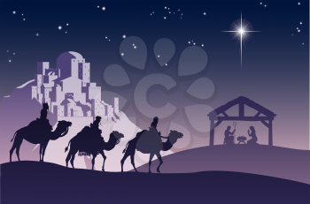 Royalty Free Clipart Image of a Nativity Scene