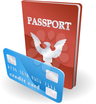 Royalty Free Clipart Image of a Passport and Credit Card
