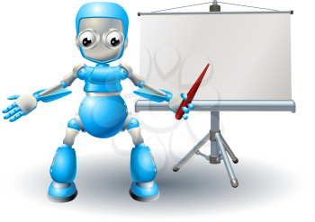 Royalty Free Clipart Image of a Robot Giving a Presentation
