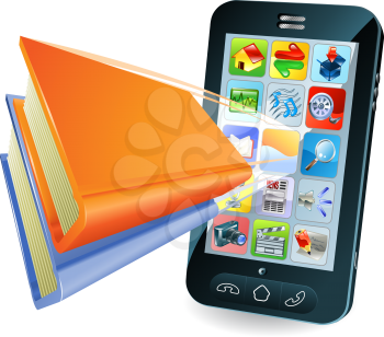 Royalty Free Clipart Image of a Smartphone Application Popping From the Screen