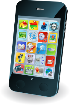 Royalty Free Clipart Image of a Touchscreen Smartphone