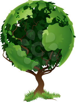 Royalty Free Clipart Image of a Tree Forming a Globe