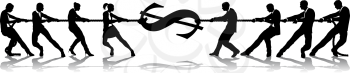 Royalty Free Clipart Image of Businesspeople Having a Tug of War
