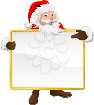 Royalty Free Clipart Image of Santa Clause Holding a Sign