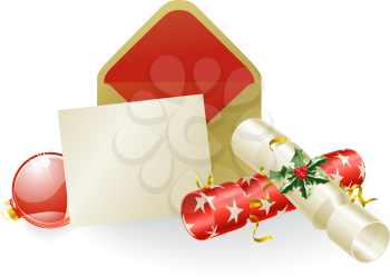 Royalty Free Photo of a Christmas Message and Crackers