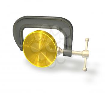 Royalty Free Clipart Image of a Clamped Coin