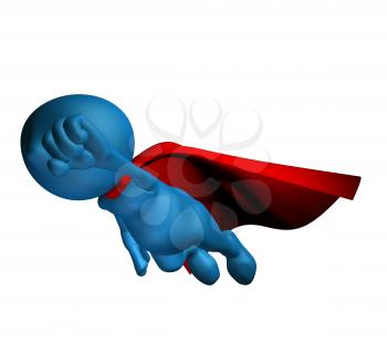 Royalty Free Clipart Image of a Flying Superhero