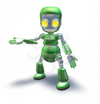Royalty Free Clipart Image of a Green Robot
