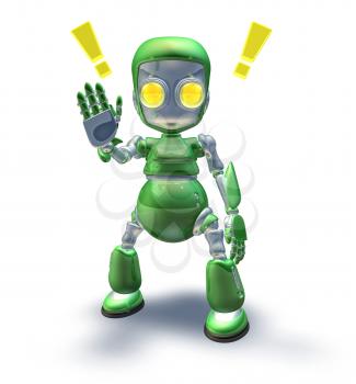 Royalty Free Clipart Image of a Green Robot